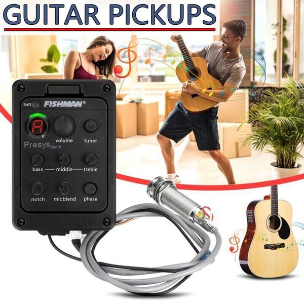 Fishman 4 Band 301 EQ Tuner Piezo Mic Preamp Acoustic Guitar Pickup Preamp Black Carousel 1