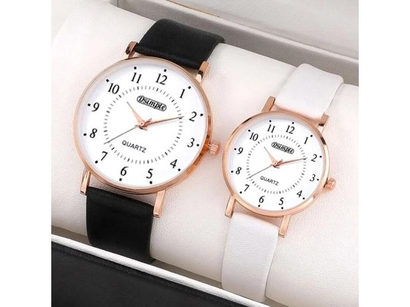2PCS New Fashion Simple Lovers Set Watches For Rose Gold Business Casual Carousel 1