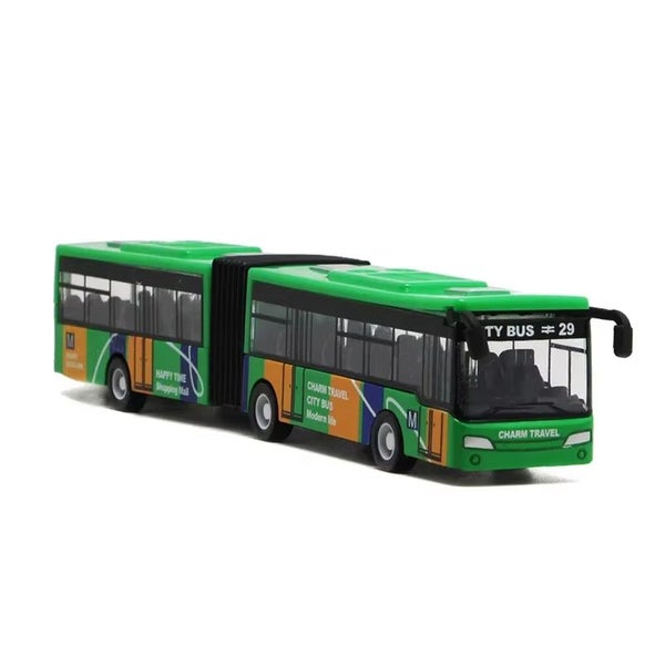 1:64 Alloy City Bus Model Vehicles City Express Bus Double Buses Diecast, Green Carousel 1