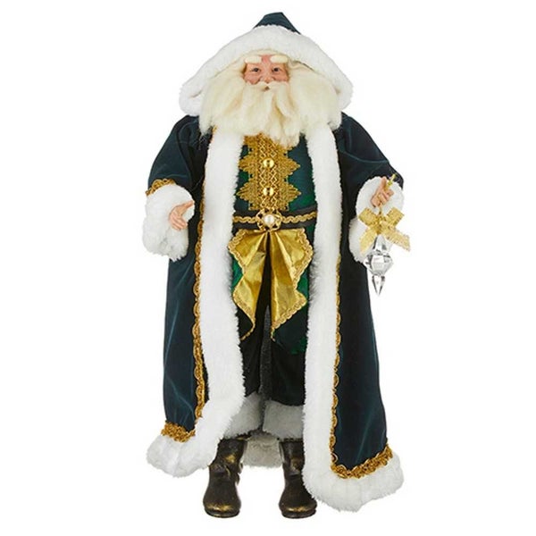 Raz Evergreen & Gold Santa Figurine Carousel 1