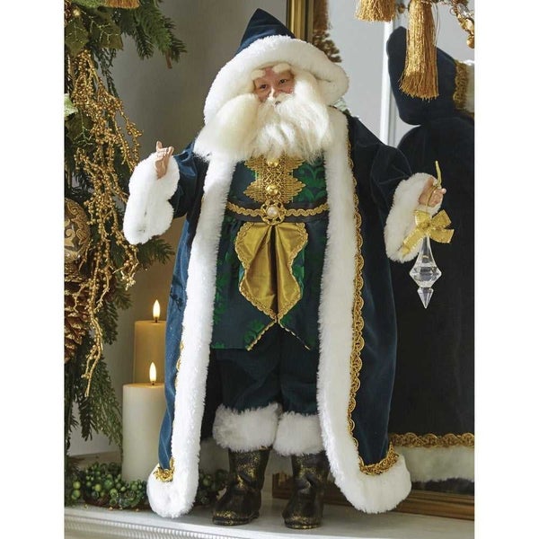 Raz Evergreen & Gold Santa Figurine Carousel 2
