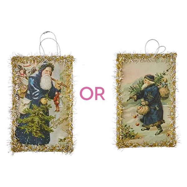 Raz Vintage Santa Postcard Ornament Carousel 1