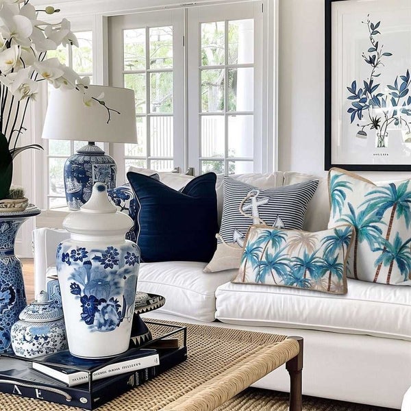 Paloma Palmy Blue Isle Cushion 30x50cm Carousel 2