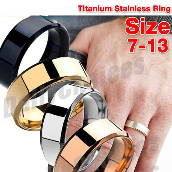 Mens Titanium Stainless Steel Ring Promise Engagement Wedding Ring Band Size7-13 Carousel 1