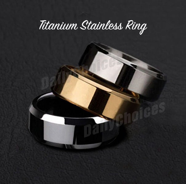 Mens Titanium Stainless Steel Ring Promise Engagement Wedding Ring Band Size7-13 Carousel 2