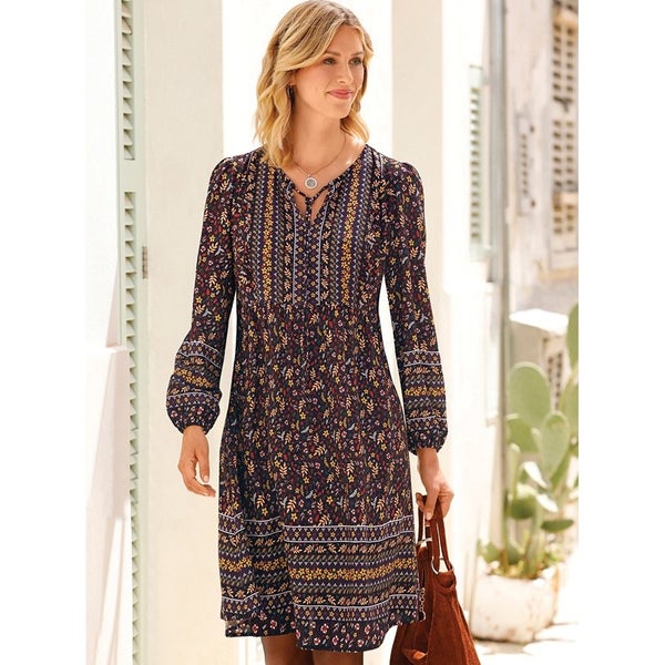 Feel fabulous in this Border Print Dress - Size 10629916627644191127