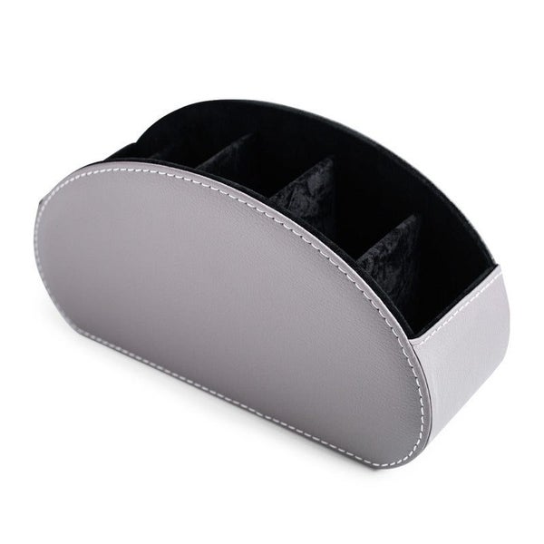 Elosung Gray Stylish Remote Control Storage Box Pu Leather Organiser With Compar Carousel 1