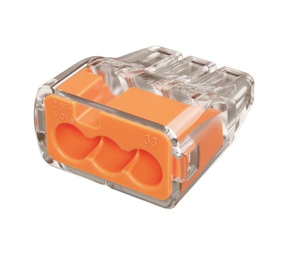 IDEAL INDUSTRIES 32A 3 Port Push-in Wire Connector 100pc Jar. 0.75mm2 - 4.0mm2 S Carousel 1
