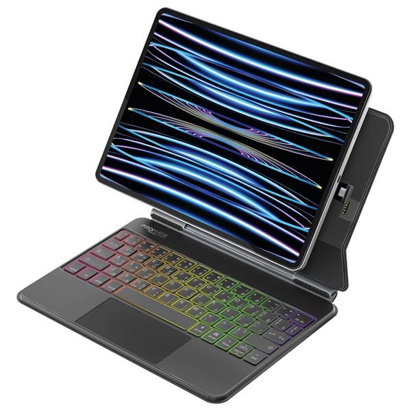 PROMATE Folio Touch Wireless iPad Keyboard Case with RGB Backlight & Smart Conne Carousel 1