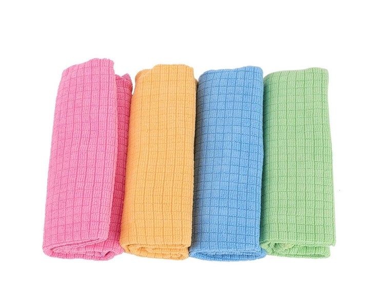 4Pcs Absorbent Non-Sticky Microfiber Dish Cloth Towel Kitchen Cleaning Tool Carousel 1