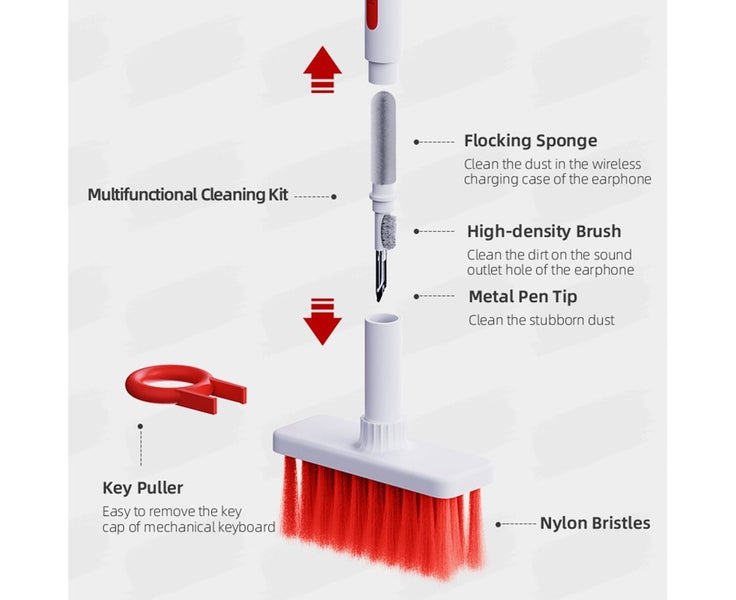 Multifunctional Cleaning Brush Kit For Earphone And Keyboard-Red Carousel 2