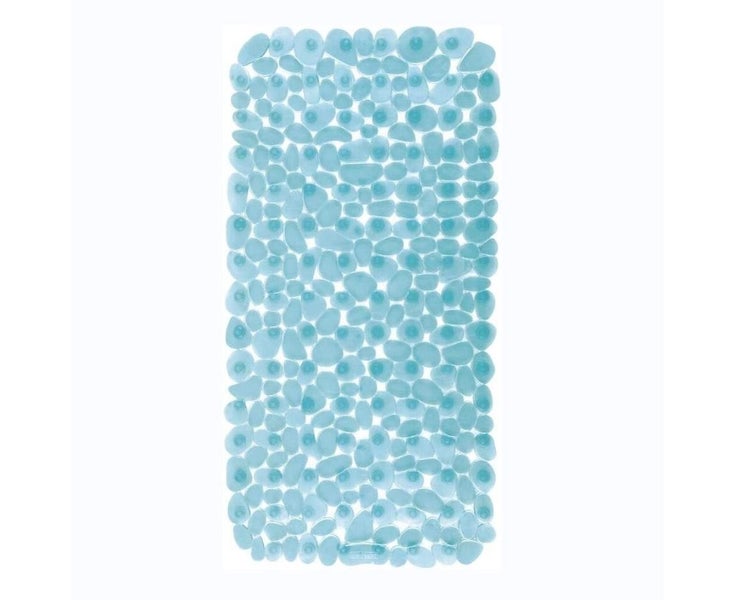 Bath Mat Non slip Square Bathroom Solid Color PVC Floor Carpet-Blue Carousel 1