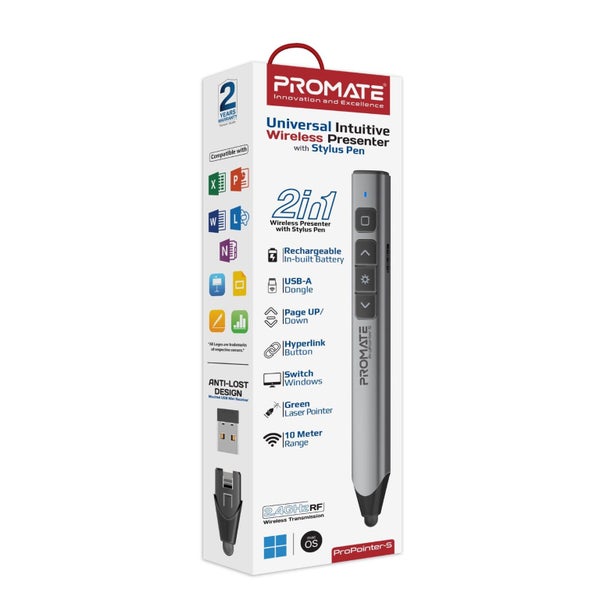 PROMATE Universal Intuitive Laser Pointer with Built-in Stylus Pen. 220mAh Built Carousel 2