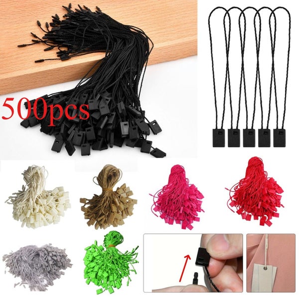 500pcs Long 7" Hang Tag Tags Nylon String Snap Lock Pin Loop Fastener Hook Carousel 1