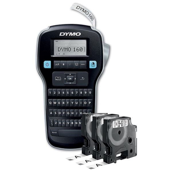 DYMO LabelManager 160p Portable Label Maker Value Pack. Includes 3x D1 Rolls of Carousel 1