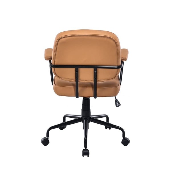 Black Frame Faux Leather Home Office Chair In Brown Carousel 2
