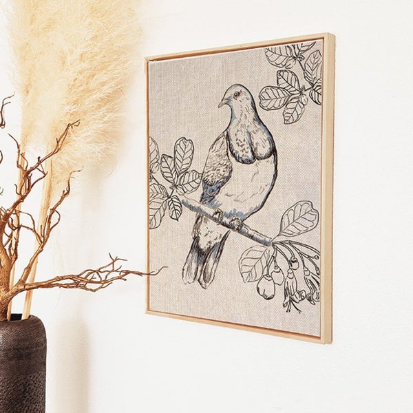 Framed Printed Canvas wall art - Kereru on Puriri (42.5 x 52.5cm) Carousel 2