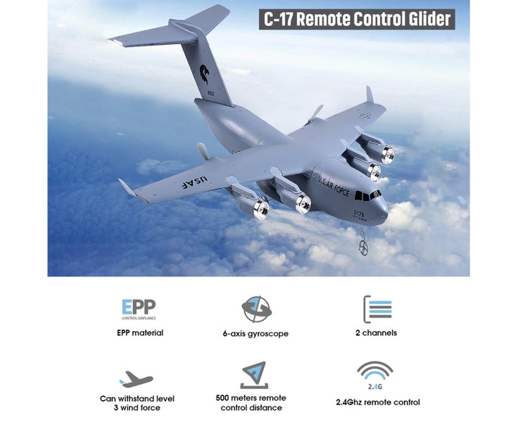 Remote Control Airplane, Transport 390mm Wingspan 2.4GHz 2CH 6-Axis Gy Carousel 2