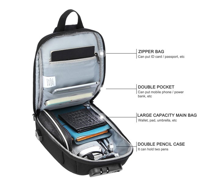 Anti Theft Sling Bag Travel Crossbody Sling Backpack Chest Bags with U Carousel 2