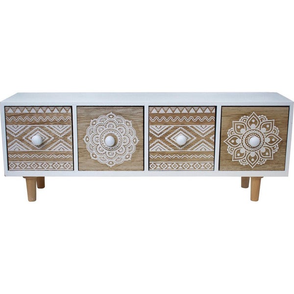 LVD MDF Nevada 4-Drawer 43cm Long Cabinet Storage Rectangle Natural White Carousel 1