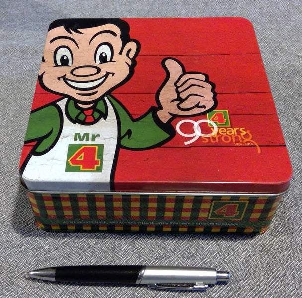 Mr 4 Square. 90 Years Strong. Collectible Tin. Carousel 1