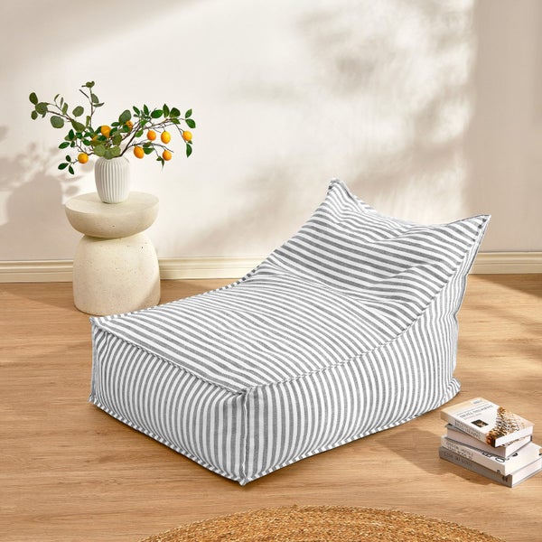 Cadence & Co. Oscar Faux Linen One Seater Bean Bag Lounge Cover Dove Grey Carousel 1