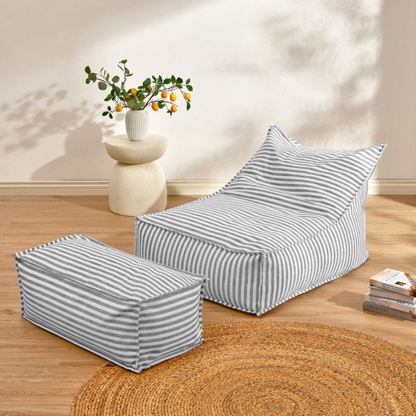 Cadence & Co. Oscar Faux Linen One Seater Bean Bag Lounge Cover Dove Grey Carousel 7