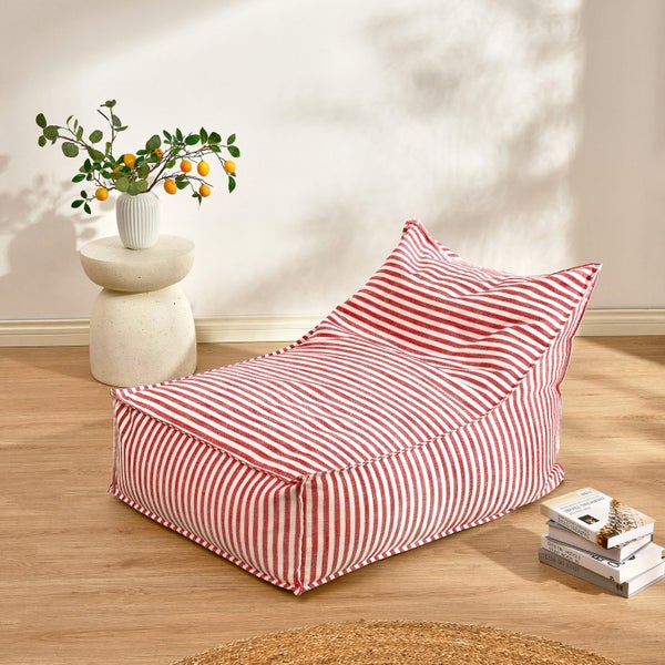 Cadence & Co. Oscar Faux Linen One Seater Bean Bag Lounge Cover Red Carousel 1
