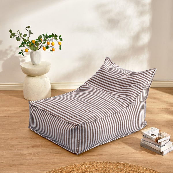 Cadence & Co. Oscar Faux Linen One Seater Bean Bag Lounge Cover Cacao Carousel 1