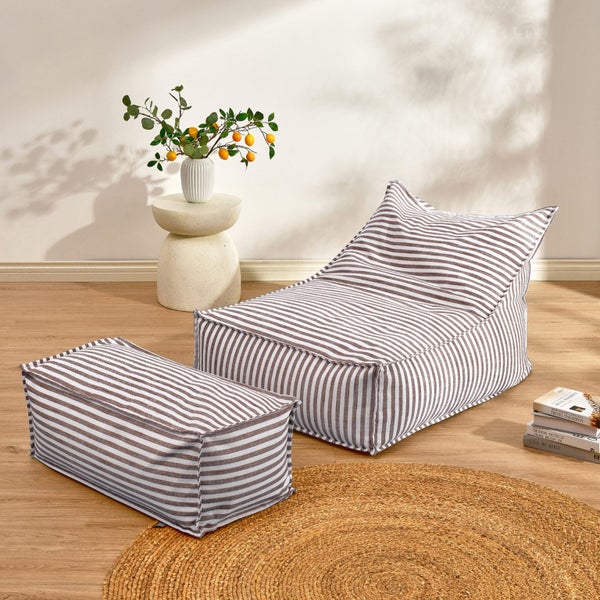 Cadence & Co. Oscar Faux Linen One Seater Bean Bag Lounge Cover Cacao Carousel 7