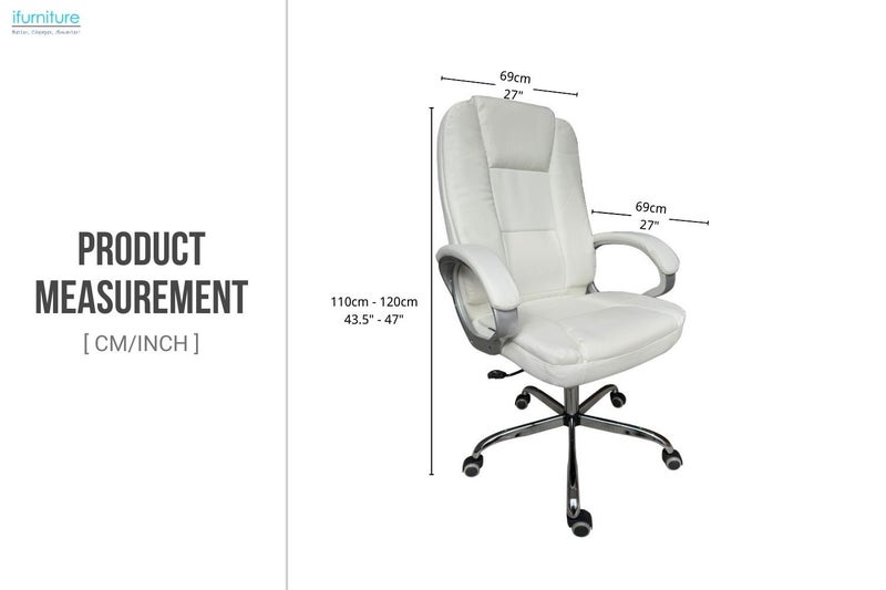 RYAN Height Adjustable Office Chair (White) Carousel 2