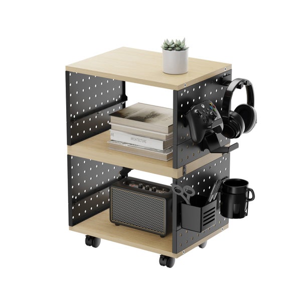 Gorilla Office - Storage Trolley With Pegboards & Accessories (Black - Wood) Carousel 2