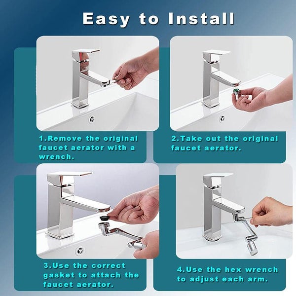 1080?aSwivel Faucet Extender with 2 Water Outlet Modes & 4-Tier Net Filter Carousel 7