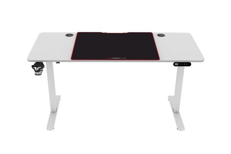 MATRIX 140 Height Adjustable Desk with LED Display and Jumbo Mouse Pad (White) Carousel 1