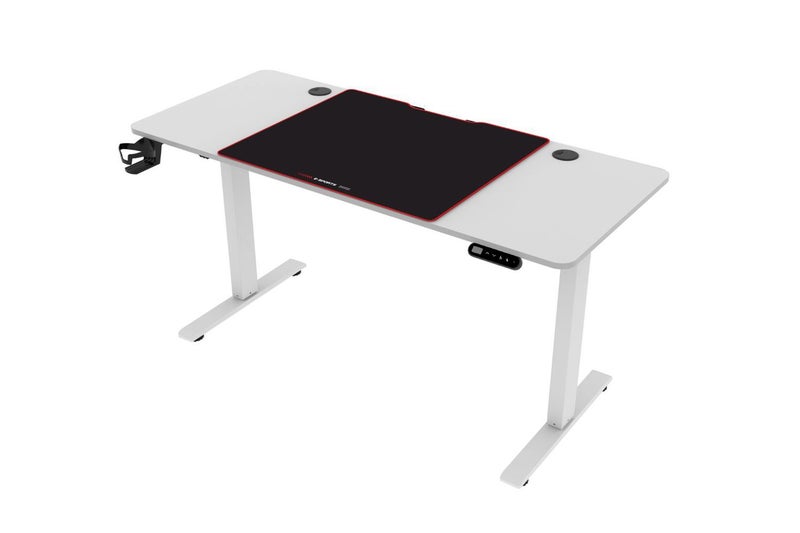 MATRIX 140 Height Adjustable Desk with LED Display and Jumbo Mouse Pad (White) Carousel 2