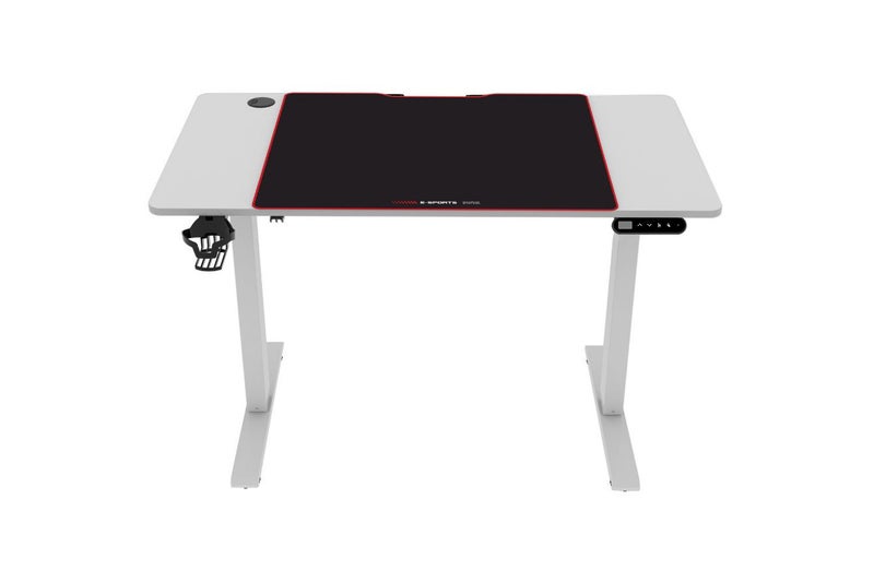 MATRIX 120 Height Adjustable Desk with LED Display and Jumbo Mouse Pad (White) Carousel 1