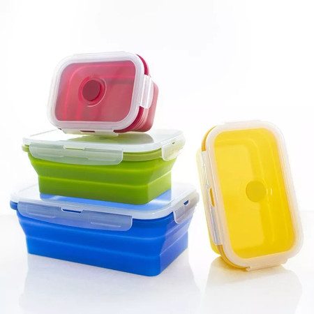 4 Collapsible Silicone Food Storage Container Meal box Kitchen Lunch Box Carousel 2