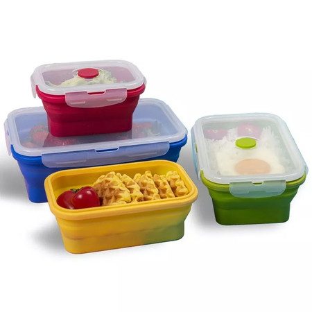 4 Collapsible Silicone Food Storage Container Kitchen Lunch Box Carousel 2