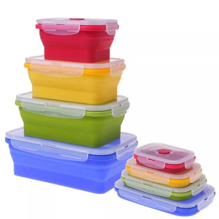 4 Collapsible Silicone Food Storage Container Meal box Kitchen Lunch Box Carousel 1