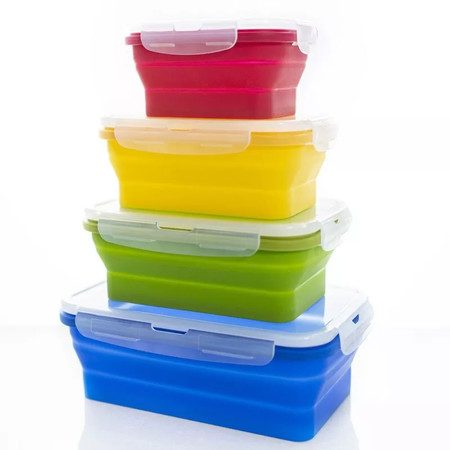 4 Collapsible Silicone Food Storage Container Meal box Kitchen Lunch Box Carousel 7