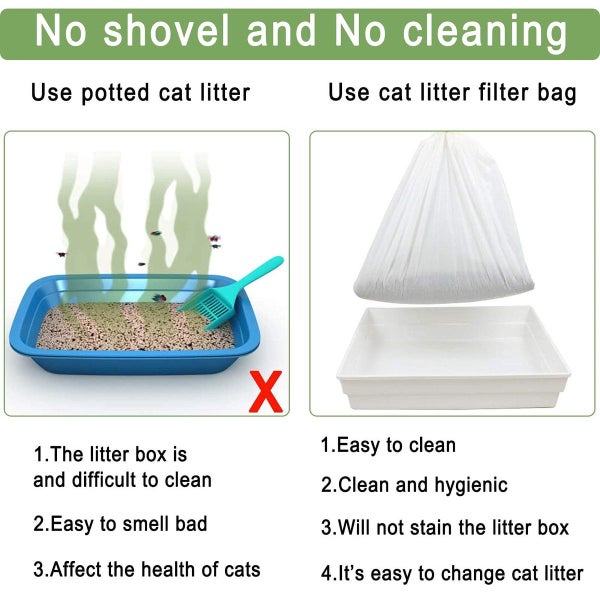 Sifting Cat Litter Box Liners Bags with Holes-Drawstring Scratch Resistant Waste Carousel 13