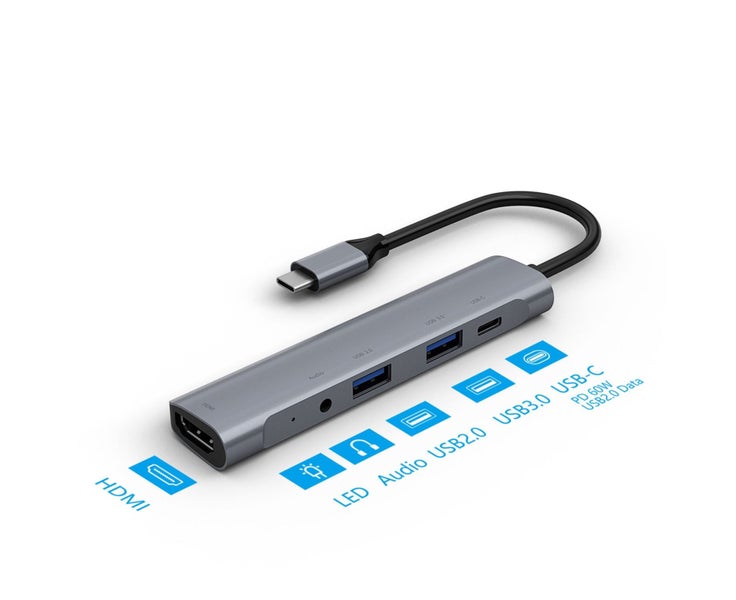 Five-in-one Type-C docking station usb-c to HDMI/3.5/PD computer expan Carousel 1