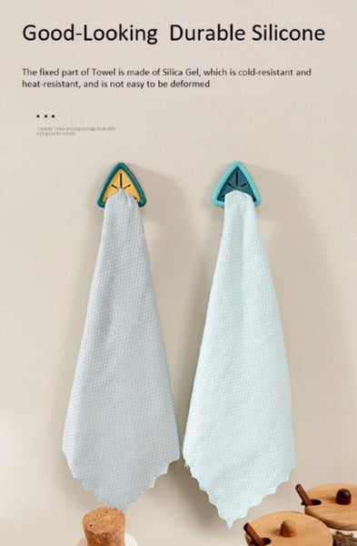 4-Piece Self-Adhesive Towel Holders Set - Dish Towel Rack & Hanger for Kitchen Carousel 2