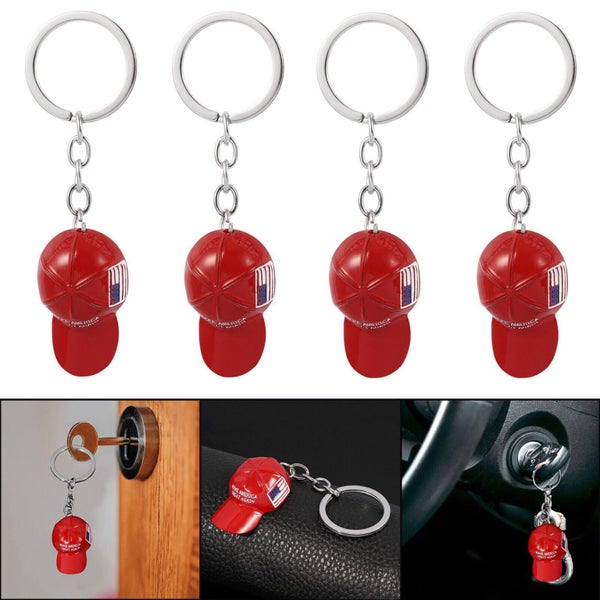 3PC Donald Trump Keychain Red Hat Make America Great Again American Flag Gift Carousel 1