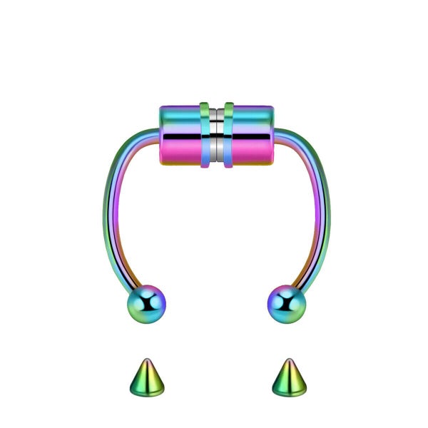 Magnetic Non-Piercing Nose Ring Fake Septum Segment Womens Mens Body Jewelry Carousel 11