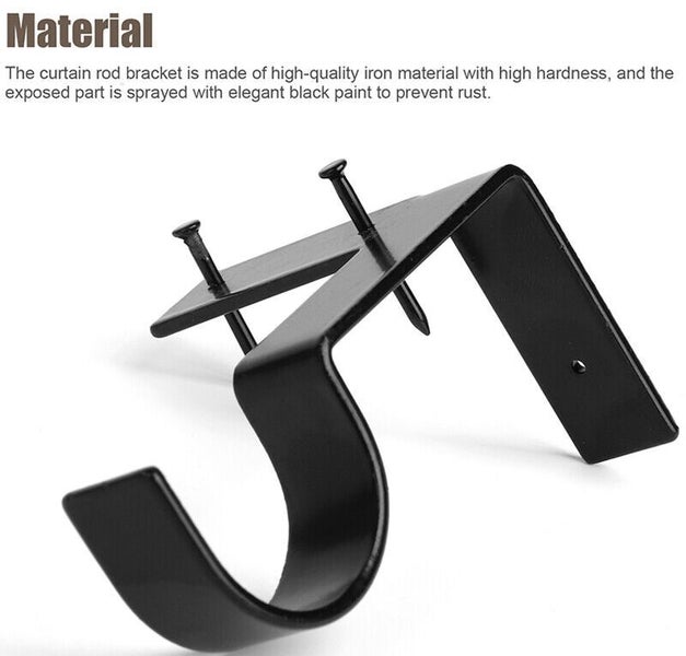 4pc Curtain Pole Brackets No Drill Curtain Rod Holder Into Wooden Window Frame Carousel 2