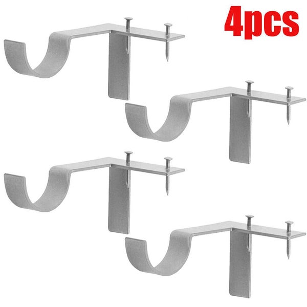4pc Curtain Pole Brackets No Drill Curtain Rod Holder Into Wooden Window Frame Carousel 15