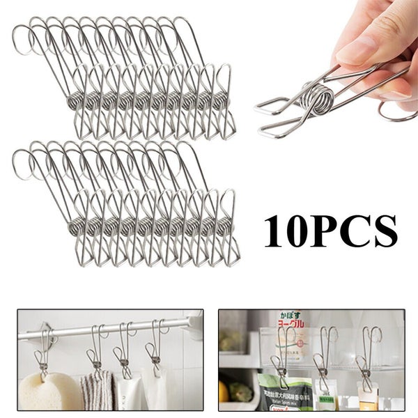10pcs Long Tail Clip Clamp Clothes Pegs Stainless Steel Pins Hooks Hanging Clips Carousel 1