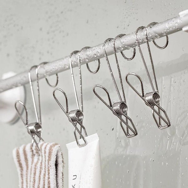10pcs Long Tail Clip Clamp Clothes Pegs Stainless Steel Pins Hooks Hanging Clips Carousel 2