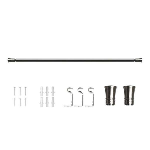 Goslash Picks Satin Nickel Curtain Rod Steel Quiet Rail Pole Pommel Set Adjus... Carousel 1